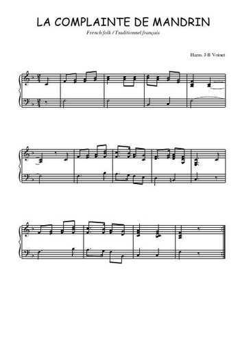 Téléchargez l'arrangement pour piano de la partition de La complainte de Mandrin en PDF